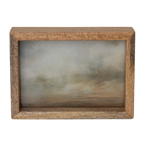 Mango Wood & Glass Floating Two-Sided Photo Frame 4”x6”