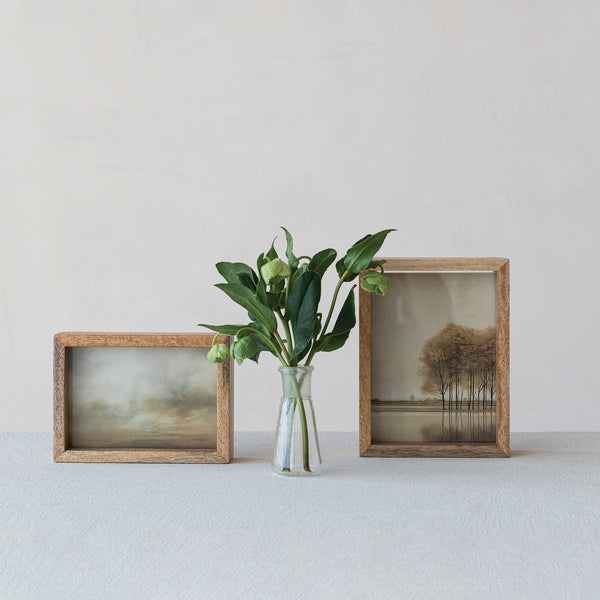 Mango Wood & Glass Floating Two-Sided Photo Frame 4”x6”