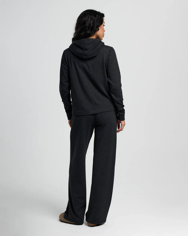 Women's Bamboo Lightweight Fleece Wide Leg Pant - Heather Black