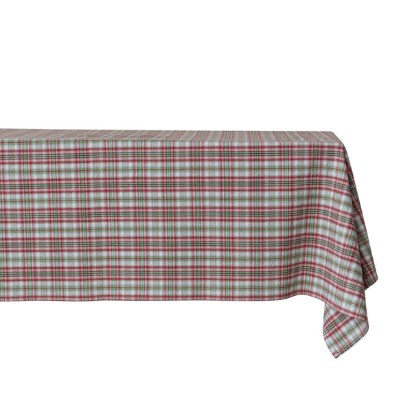 Woven Cotton Table Cloth with Plaid Pattern