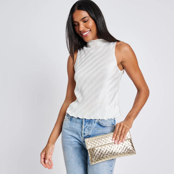 Priscilla Woven Clutch: Gold