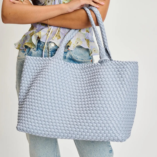 Solana Woven Vegan Leather Tote: Slate