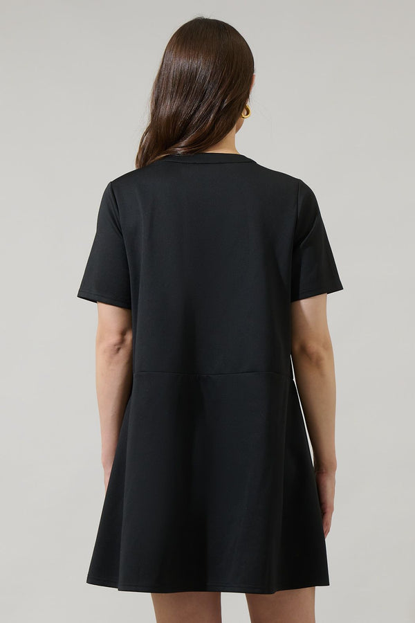 Black Miliana Button Shift Mini Dress