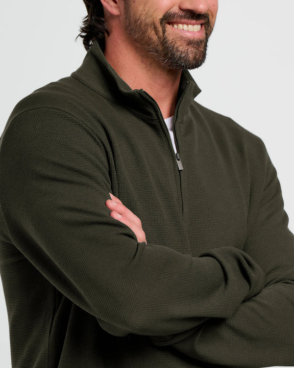 Men's Waffle Quarter Zip: Dark Forest