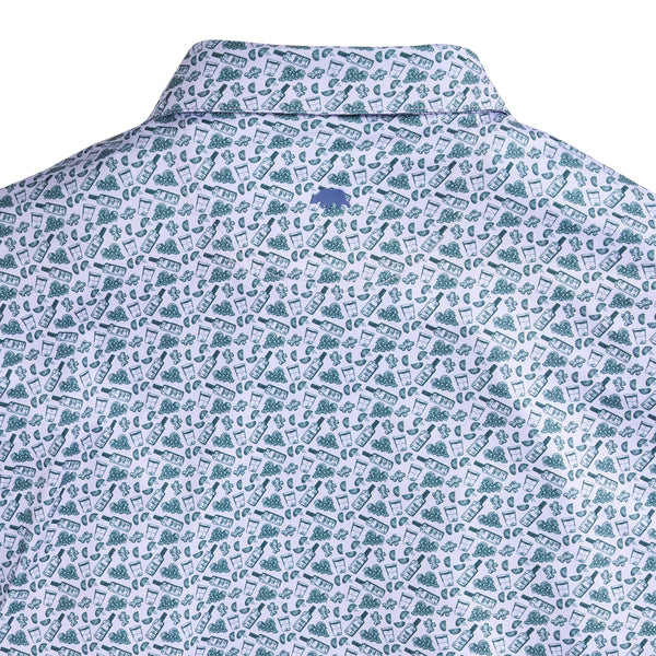 Transfusion Printed Performance Polo: Thistle