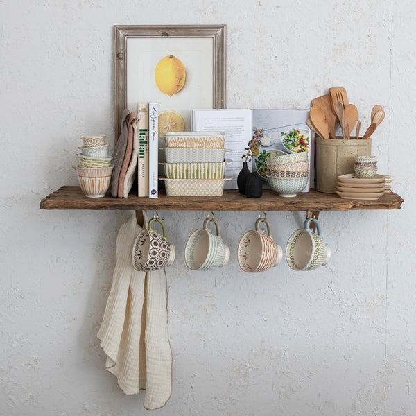Hand-Painted Stoneware Measuring Cups w/ Patterns