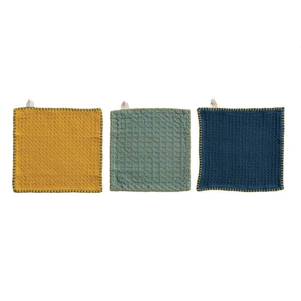Cotton Waffle Weave Dish Cloths w/ Cheese/Cutting Board