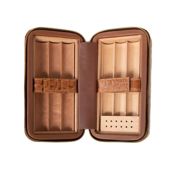 Dean Croco Cigar Travel Humidor Case (Brown)