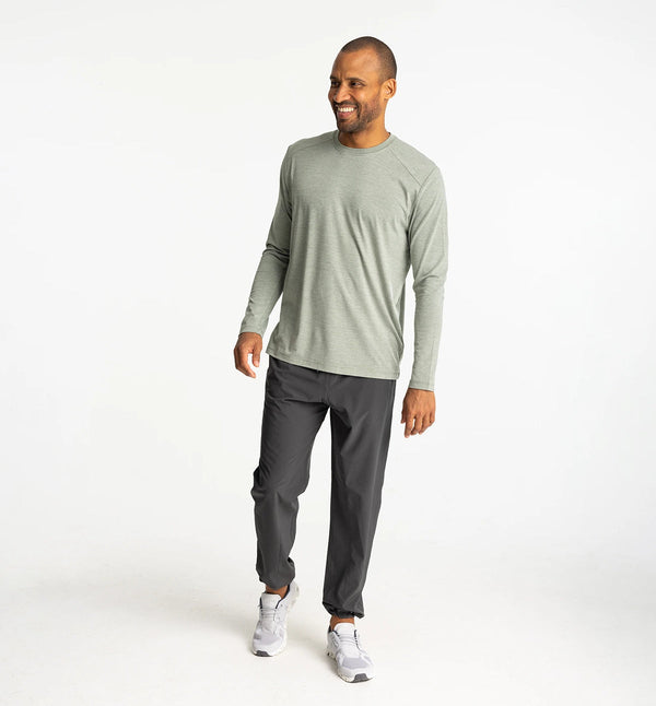 Men's Bamboo Shade Long Sleeve: Heather Agave Green