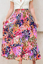 Abstract Floral High Waisted Maxi Skirt