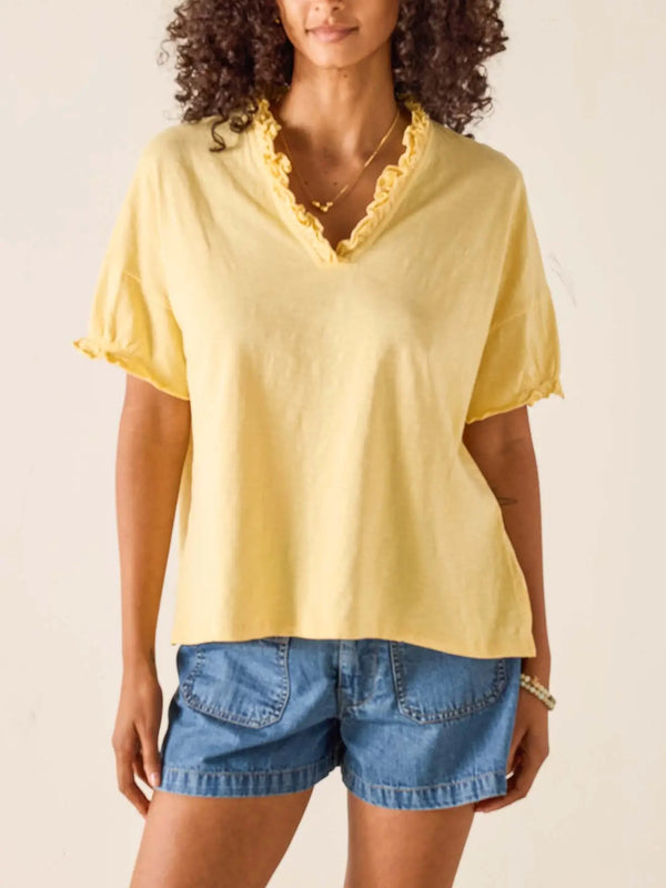 Amelia Ruffle Tee - Sunlight