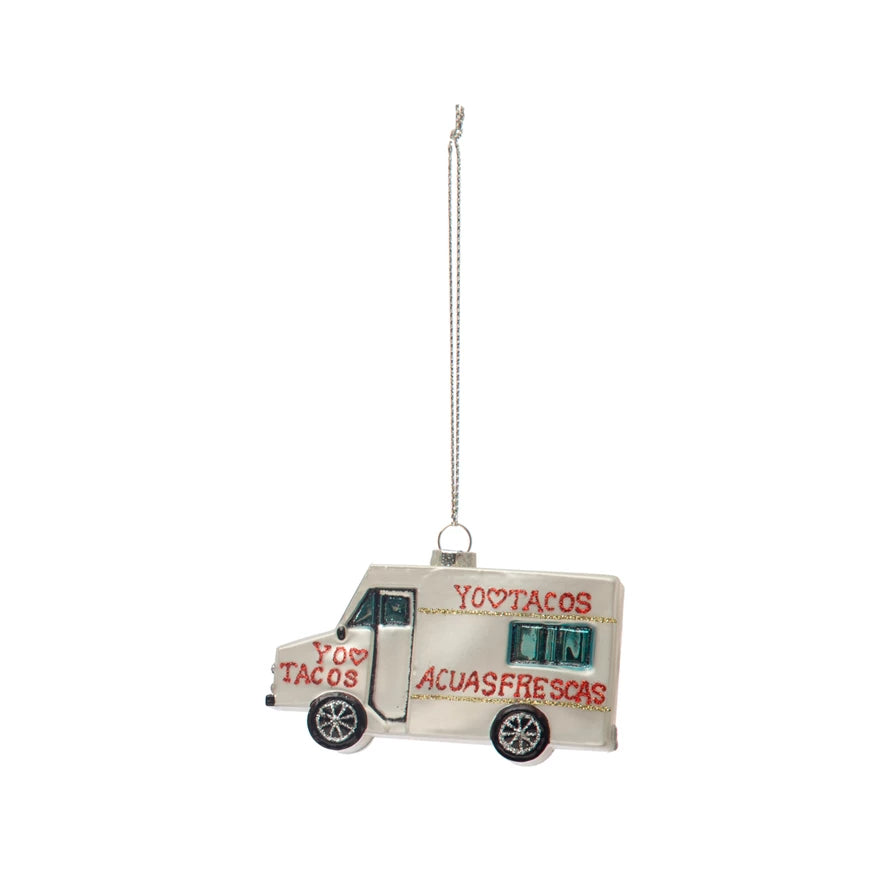 Hand-Painted Glass Taco Truck Ornament