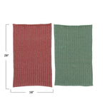 Woven Cotton Printed Tea Towels w/ Herringbone Pattern