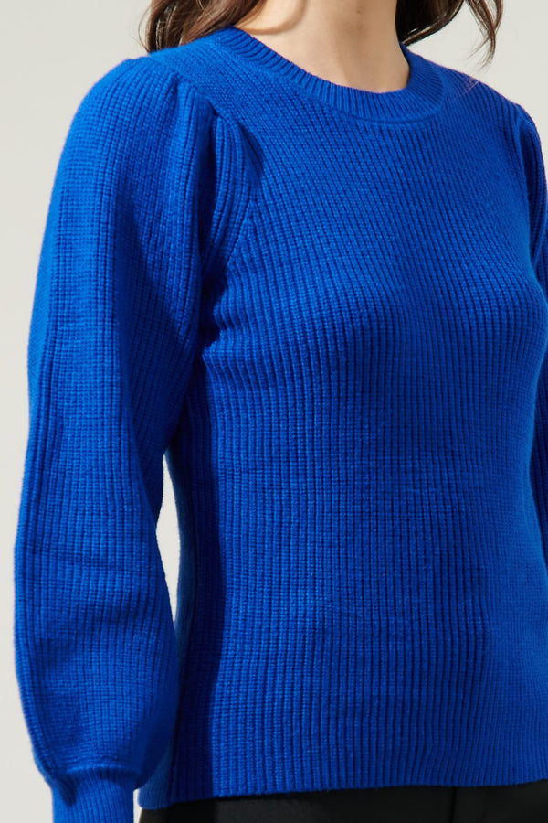 Keali Duo Puff Sleeve Sweater Cobalt