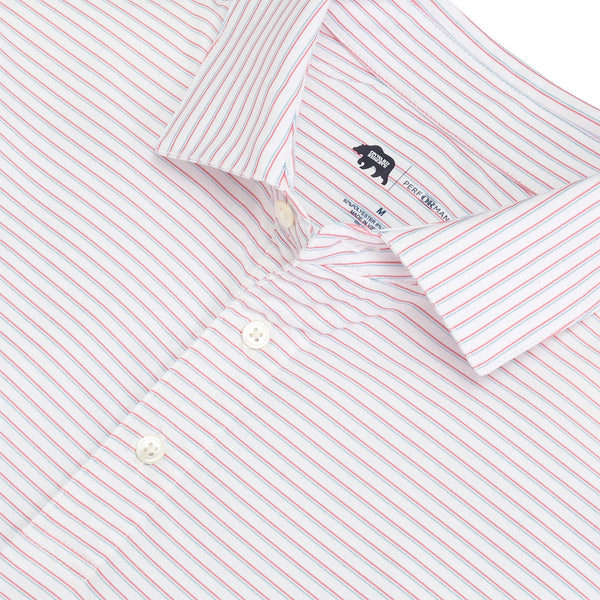 Scout Stripe Performance Polo - Flamingo Plume