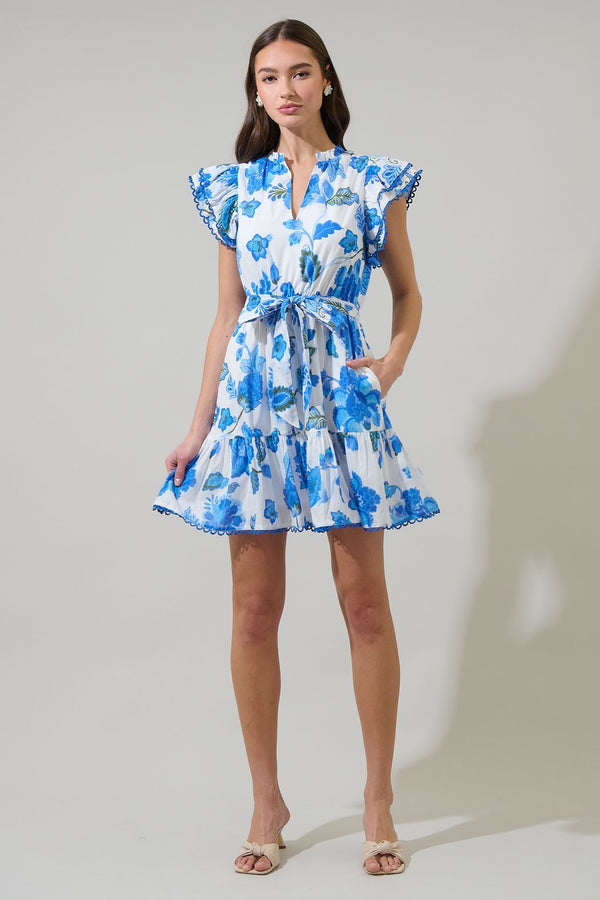 Samian Floral Eriny Ruffle Mini Dress
