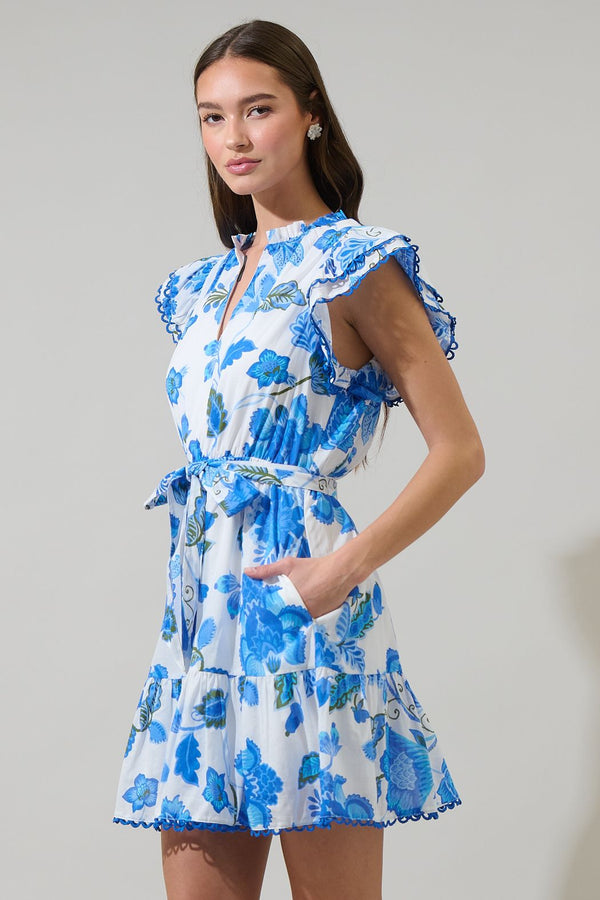 Samian Floral Eriny Ruffle Mini Dress