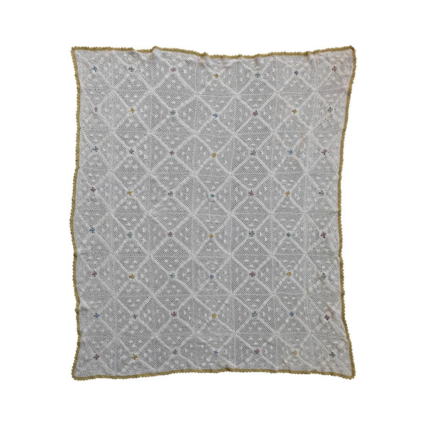 Recycled Cotton Crocheted Throw w/ Diamond Pattern