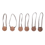 Metal Bottle Tag w/ Leather Tie, Antique Copper Finish, Set of 6 in Printed Drawstring Bag