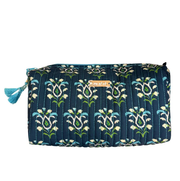 Rosemary Indigo Signature Large Cosmetic Bag