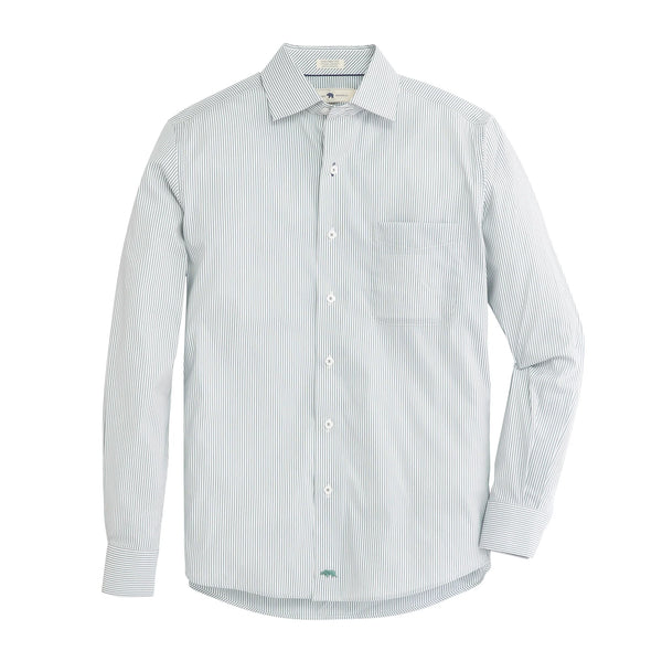 Dark Forest Stripe Tailored Fit Spread Quad Button Down