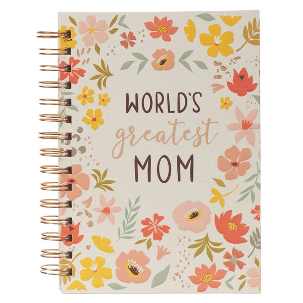 Journal Wirebound Peach Floral World's Greatest Mom