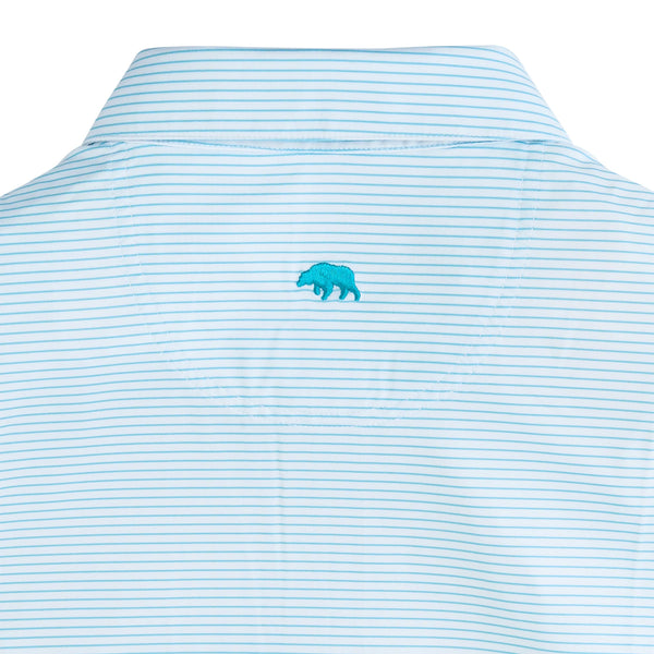 Birdie Stripe Performance Polo - Cabana Blue