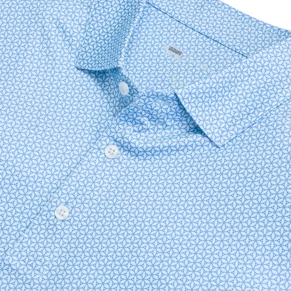 Out Of Office Printed Performance Polo - Delicate Blue