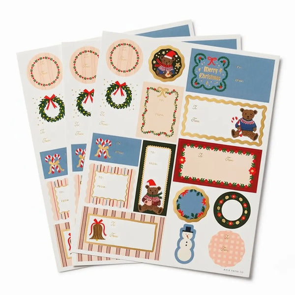 Pack of 3 Beary Christmas Stickers & Labels Set