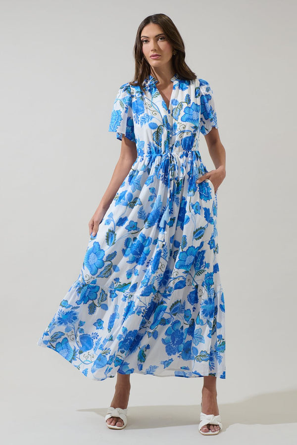 Samian Floral Kissa Button Down Maxi Dress