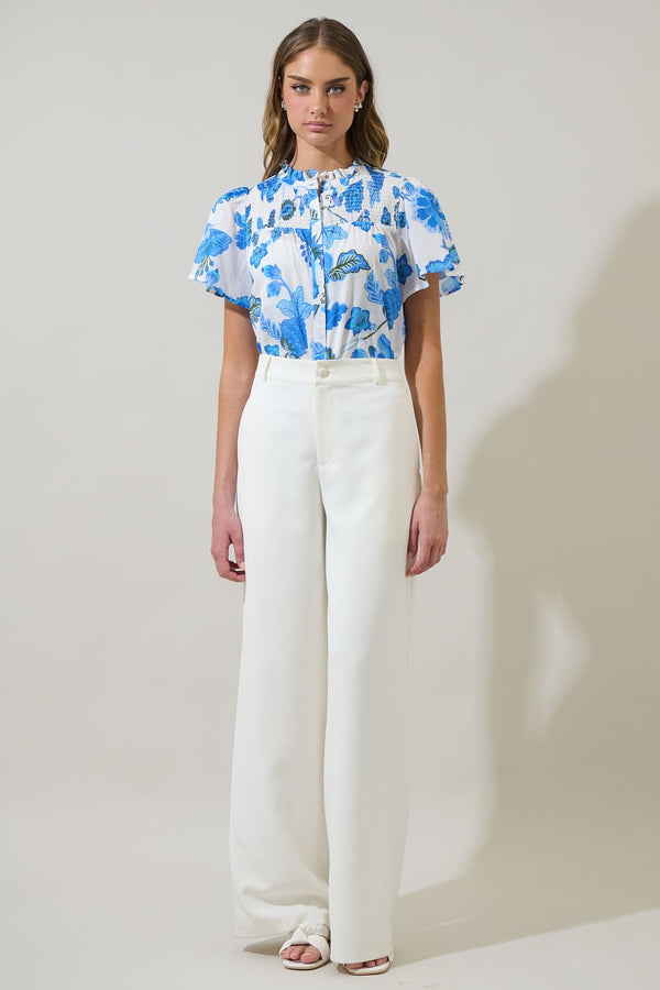 Samian Floral Romy Mock Neck Top