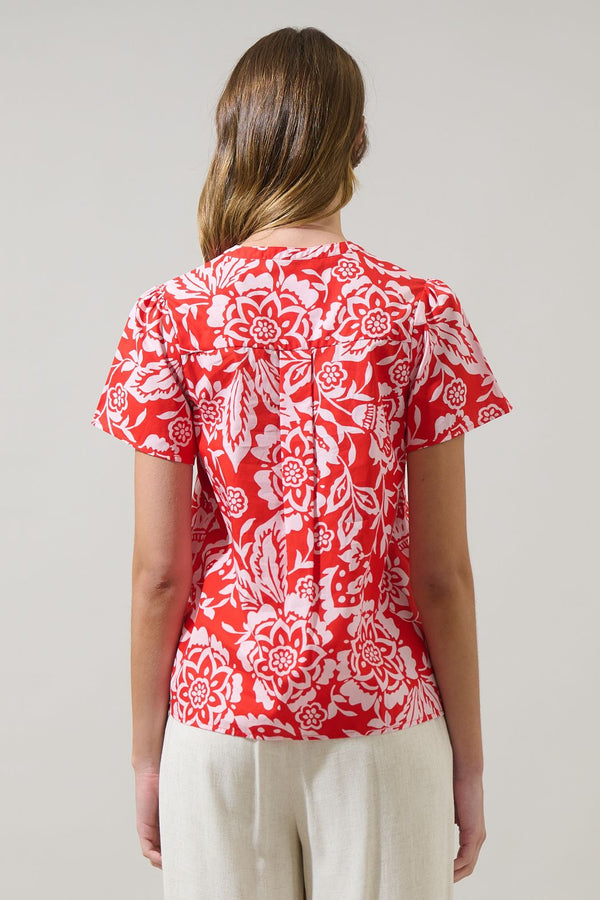 Hazen Floral Risony Pleated Top