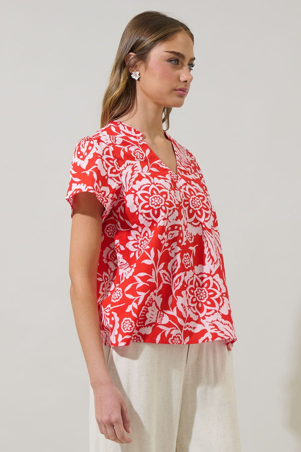 Hazen Floral Risony Pleated Top