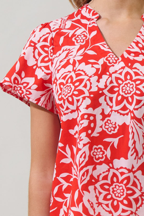 Hazen Floral Risony Pleated Top