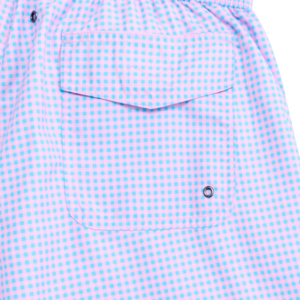 Micro Gingham Swim Trunk - Rose Shadow