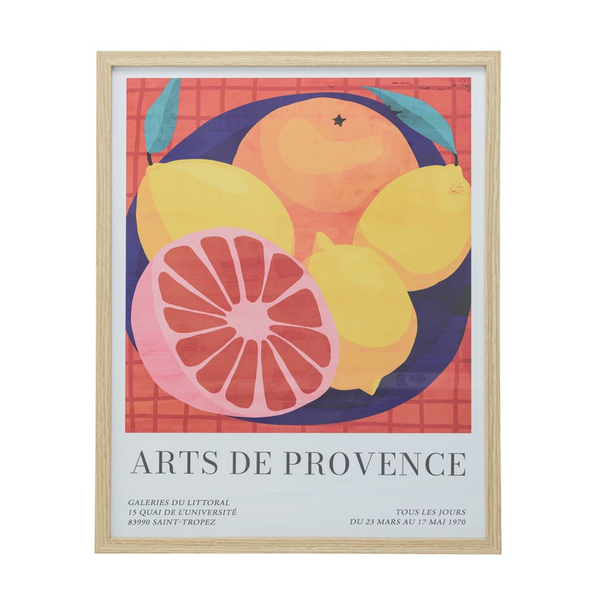 MDF & Glass Framed Wall Décor w/ Fruit
