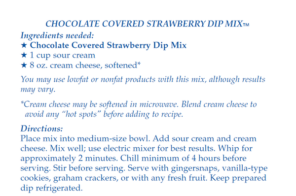 Chocolate Covered Strawberry Dip Mix