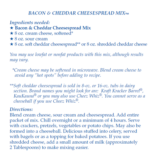 Bacon & Cheddar Cheesespread Mix