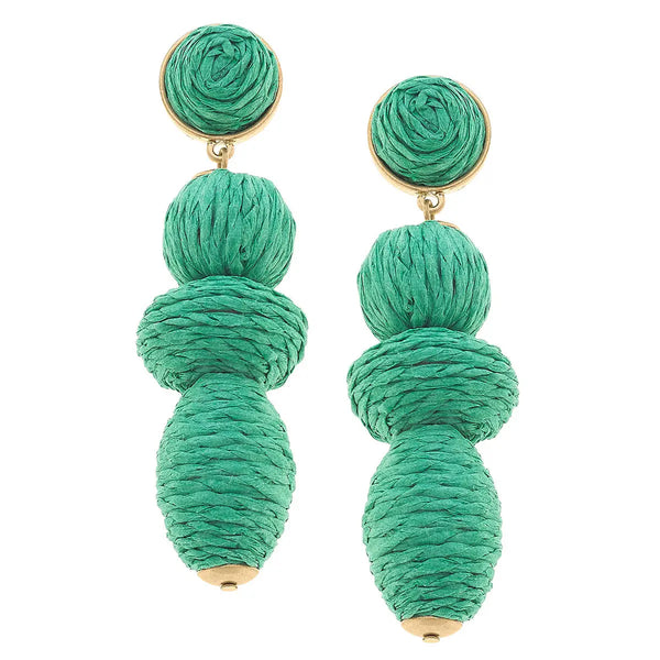 Inn on 5th Raffia Statement Earrings in Green