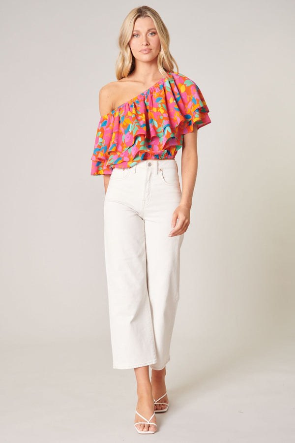 Sweet Soul Fruity Floral One Shoulder Top