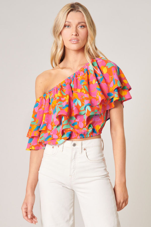 Sweet Soul Fruity Floral One Shoulder Top