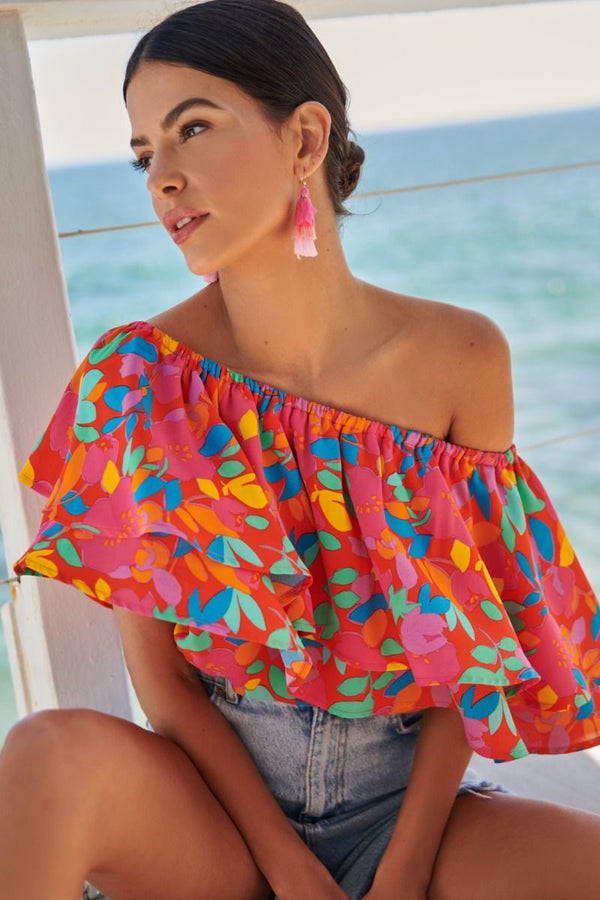 Sweet Soul Fruity Floral One Shoulder Top