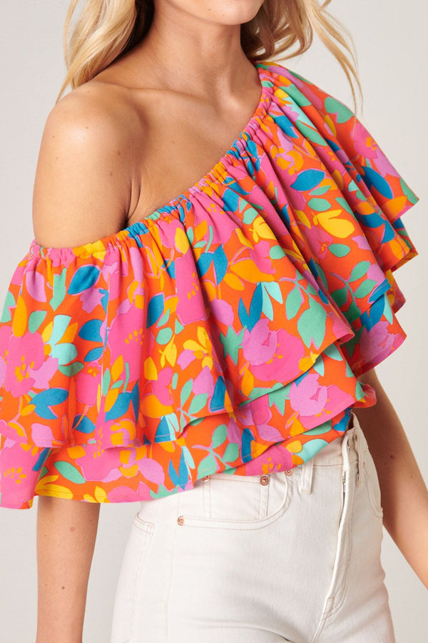 Sweet Soul Fruity Floral One Shoulder Top
