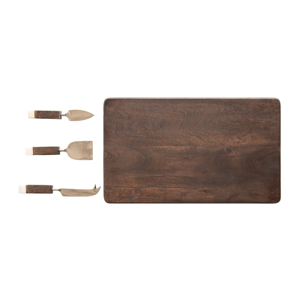 Cheese/Cutting Board, Cheese Knives, Set of 4