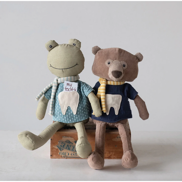 CREATIVE CO-OP FABRIC ANIMAL TOOTH FAIRY PILLOW