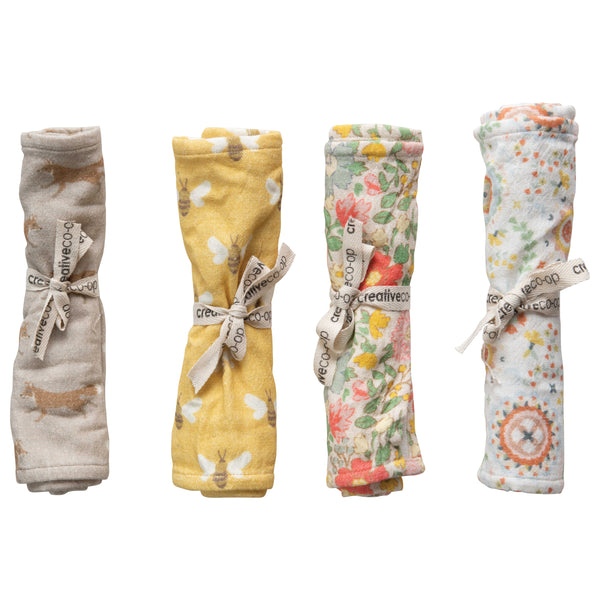 Woven Cotton Printed Burp Cloth, 4 Styles