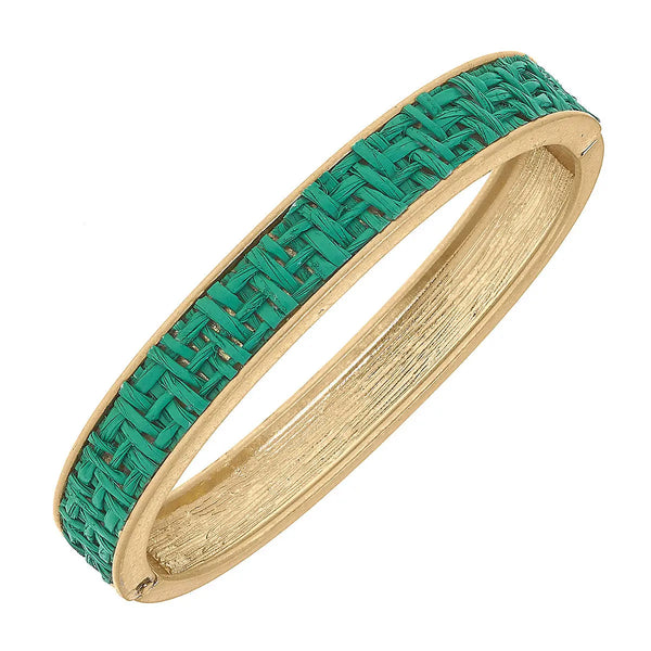 Danielle Raffia Hinge Bangle in Green