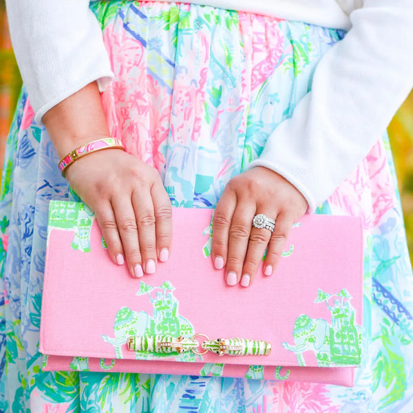 Makenzie Tropical Hinge Bangle in Pink