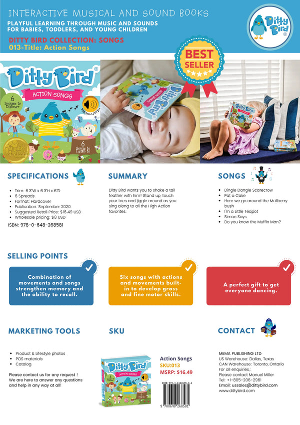 Ditty Bird Sound Book Developing Motor Skills: Action songs