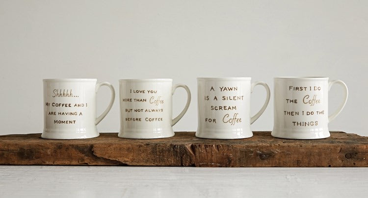 Stoneware Mug w/ Coffee Saying
